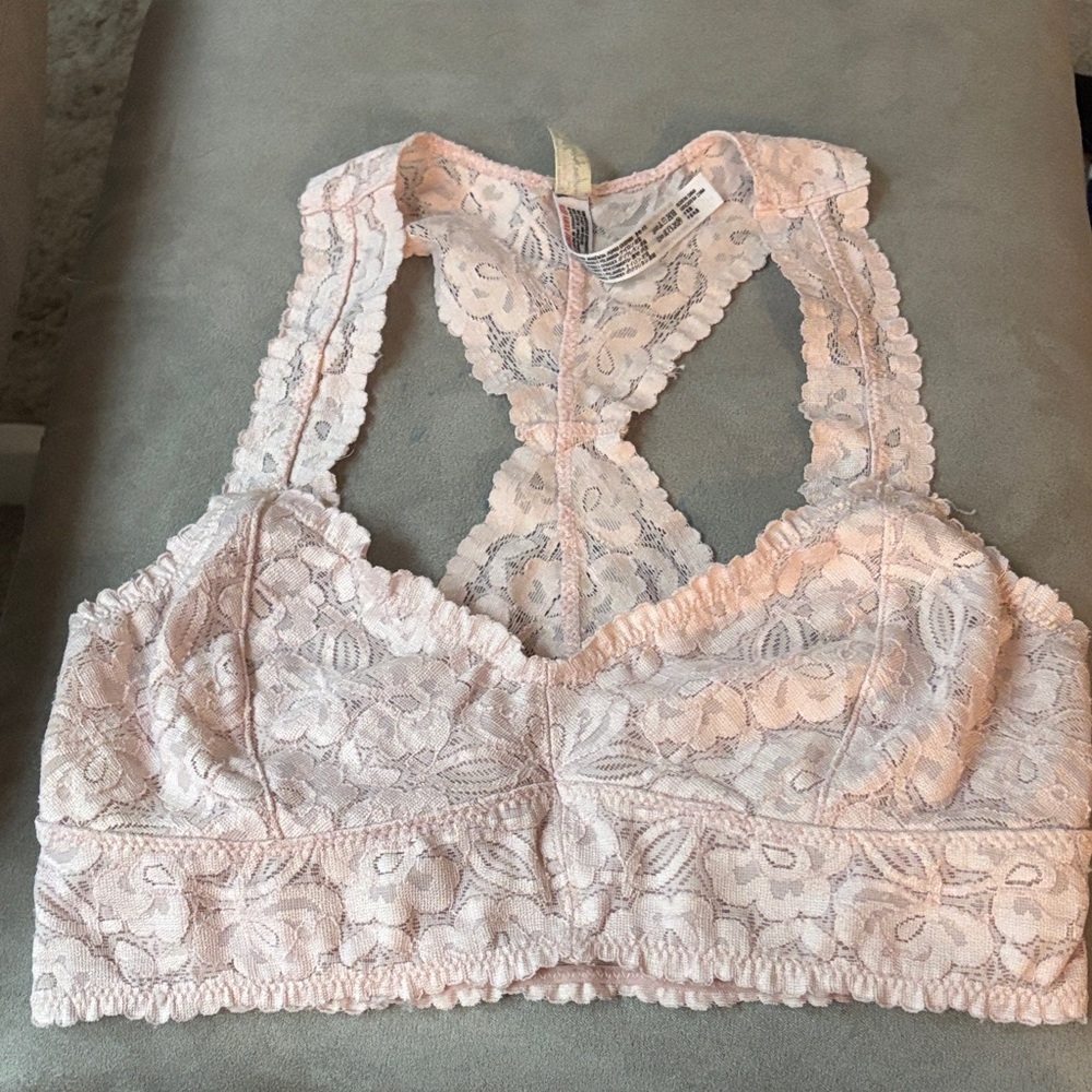 Free People Lace Racerback Bralette in Blush Pink